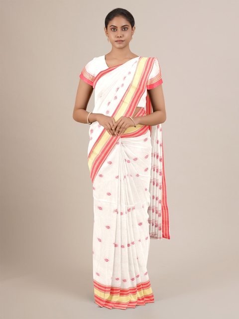 

Pothys White & Red Woven Design Pure Cotton Saree