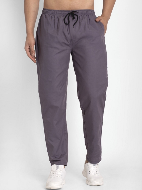 

JAINISH Men Grey Solid Pure Cotton Slim-Fit Track Pants
