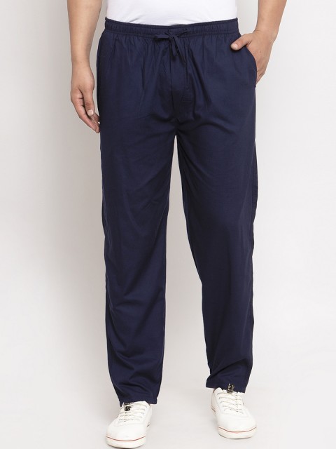 

JAINISH Men Navy Blue Solid Pure Cotton Slim-Fit Track Pants