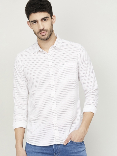 

Fame Forever by Lifestyle Men White Slim Fit Micro Ditsy Printed Casual Shirt