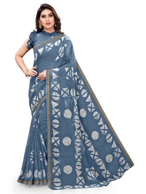 

KALINI Blue & White Zari Saree