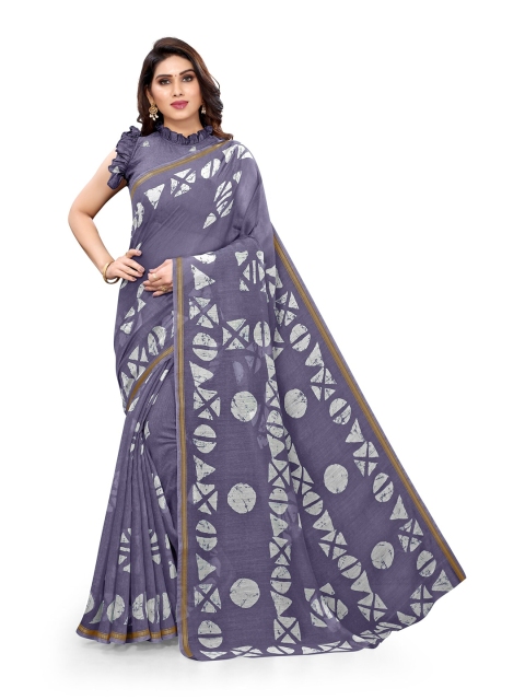 

KALINI Purple & White Zari Saree