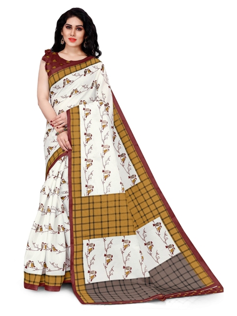 

KALINI White & Mustard Art Silk Saree