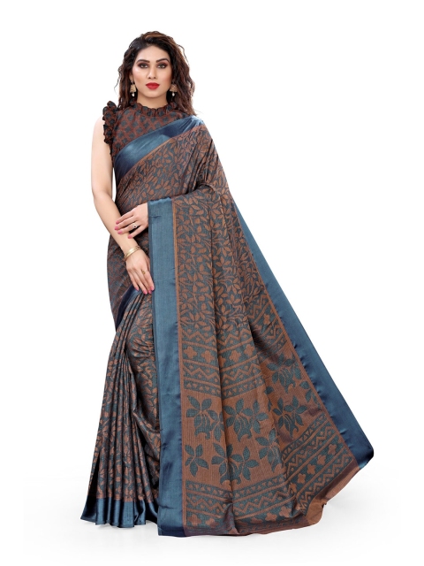 

MIRCHI FASHION Grey & Brown Brasso Bagh Saree