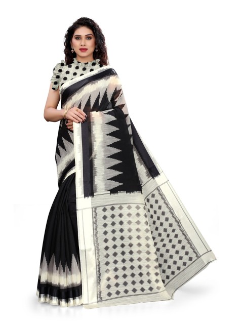 

KALINI Black & White Cotton Saree