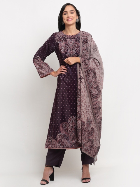 

Stylee LIFESTYLE Purple & Grey Velvet Unstitched Dress Material