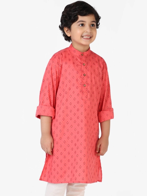 

Fabindia Boys Red Geometric Thread Work Kurta