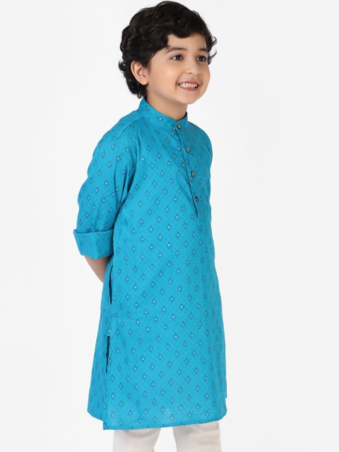 

Fabindia Boys Blue Ethnic Motifs Printed Kurta