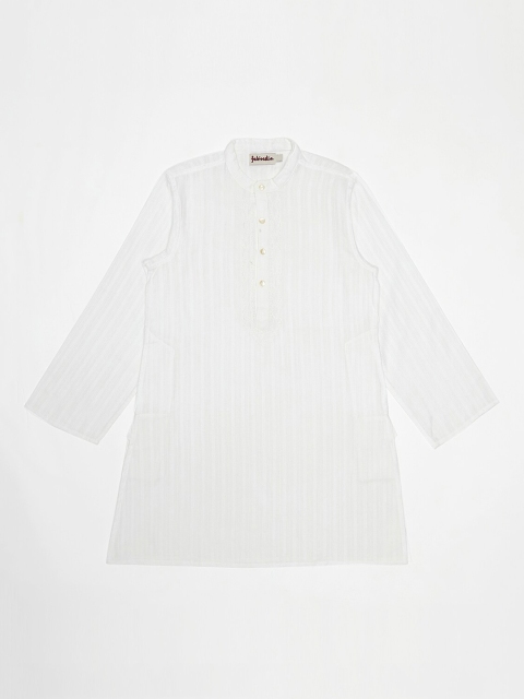 

Fabindia Boys White Striped Thread Work Kurta