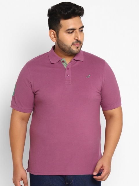 

American Crew Plus Men Purple Polo Collar T-shirt