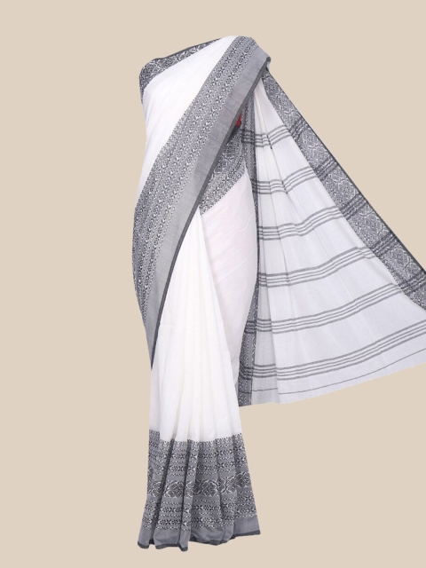 

The Chennai Silks Off White & Grey Woven Design Pure Cotton Saree