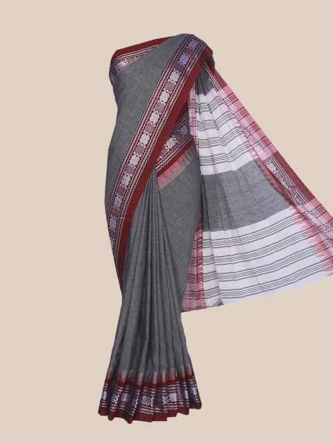 

The Chennai Silks Grey & Maroon Woven Design Pure Cotton Saree