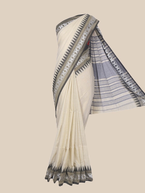 

The Chennai Silks Beige & Grey Woven Design Pure Cotton Saree