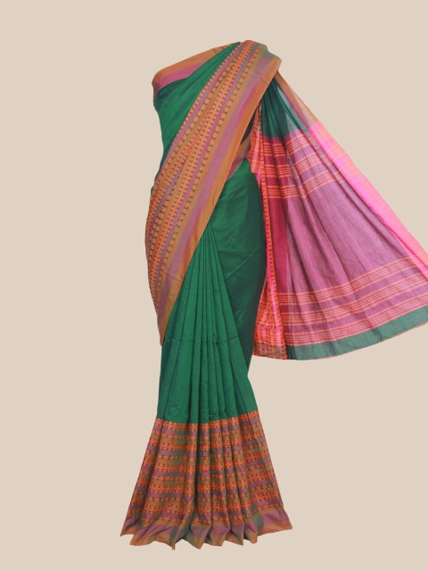 

The Chennai Silks Green & Pink Woven Design Pure Cotton Saree
