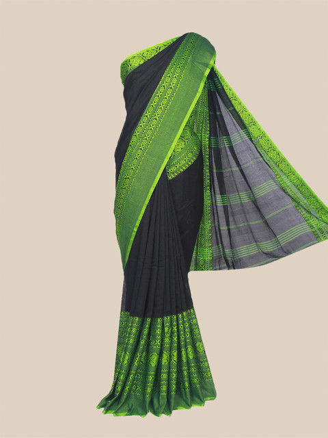 

The Chennai Silks Black & Green Woven Design Pure Cotton Saree