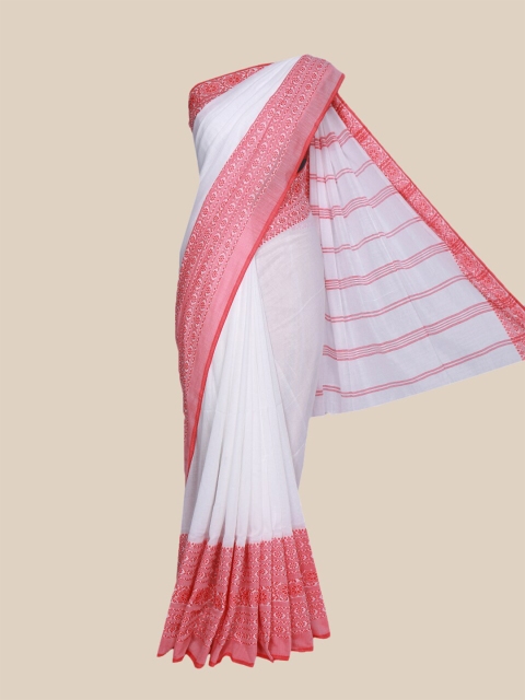 

The Chennai Silks Off White & Pink Woven Design Pure Cotton Saree
