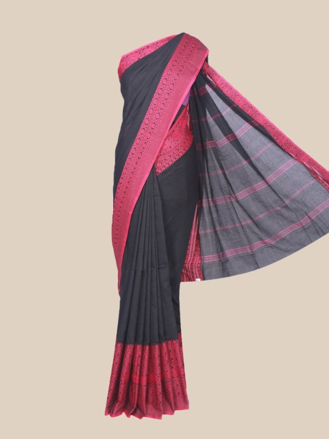 

The Chennai Silks Black & Pink Woven Design Pure Cotton Saree