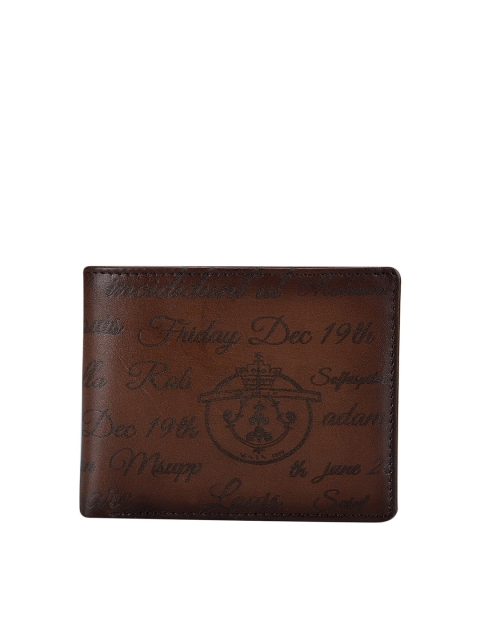 

Da Milano Men Brown Typography Printed Leather Two Fold Wallet