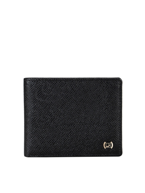 

Da Milano Men Black Textured Leather Two Fold Wallet