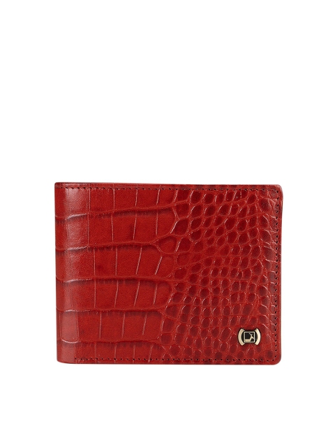 

Da Milano Men Red Textured Leather Three Fold Wallet