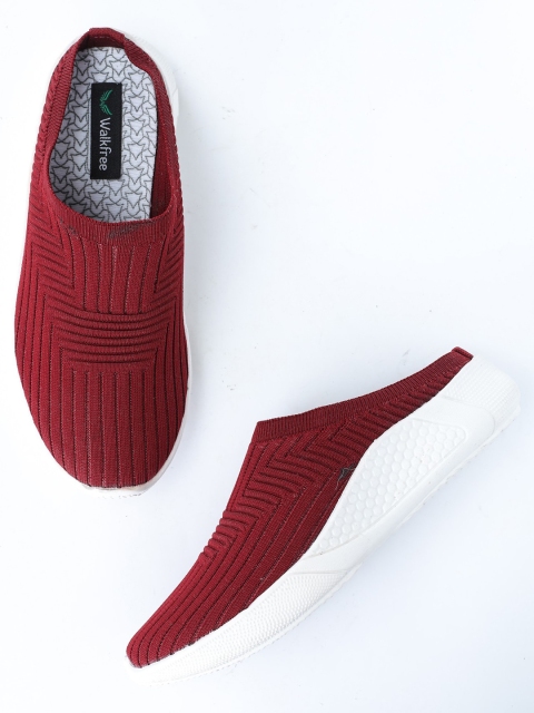 

Walkfree Women Maroon Woven Design Slip-On Sneakers