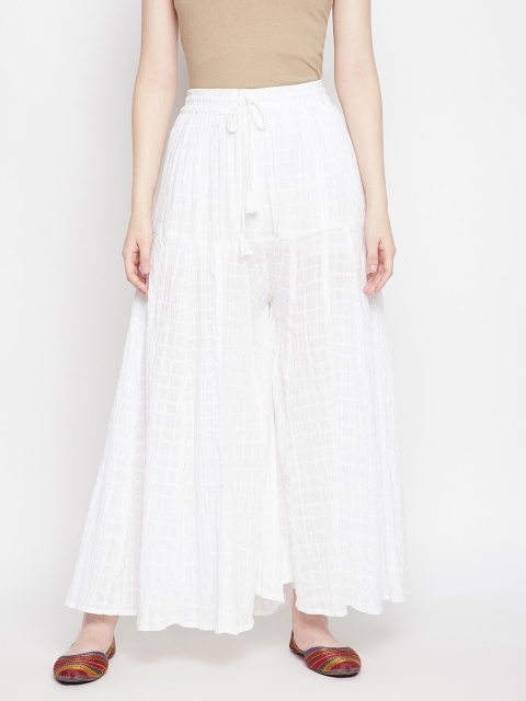 

Clora Creation Women White Checked Flared Palazzo