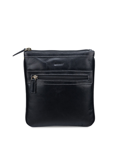 

MAI SOLI Men Black Textured Messenger Bag