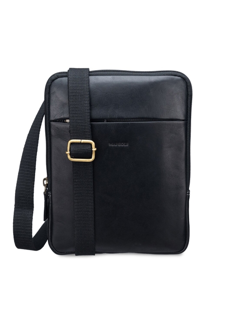 

MAI SOLI Men Black Textured Messenger Bag