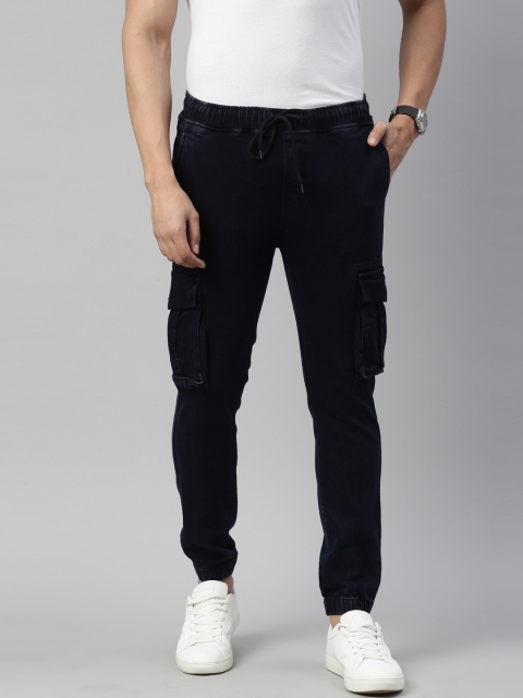 

CINOCCI Men Navy Blue Jogger Stretchable Jeans