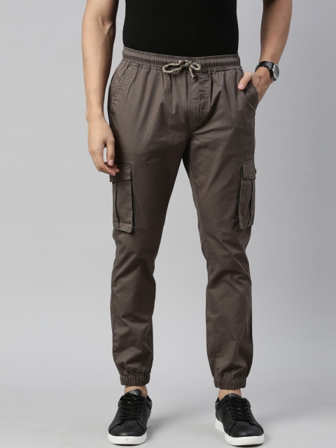 

CINOCCI Men Grey Slim Fit Joggers Trousers