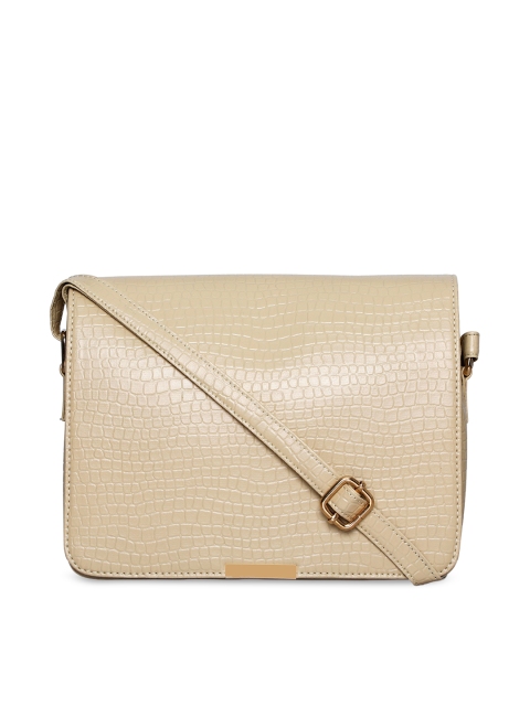 

Toteteca Cream-Coloured Textured PU Structured Sling Bag