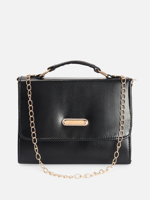 

ATHLISIS Black Textured PU Structured Sling Bag