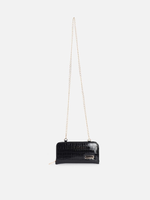 

ATHLISIS Black Animal Textured Sling Bag