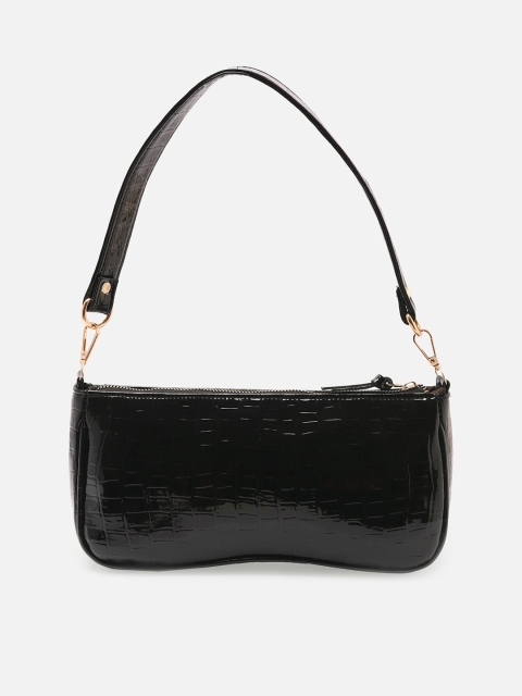 

ATHLISIS Black Solid PU Structured Shoulder Bag
