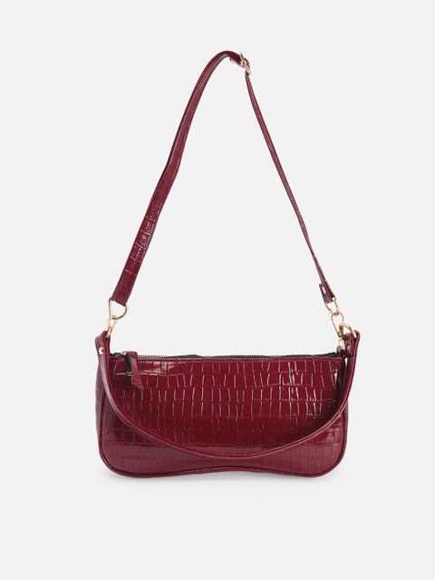 

ATHLISIS Maroon Textured PU Structured Shoulder Bag with Fringed