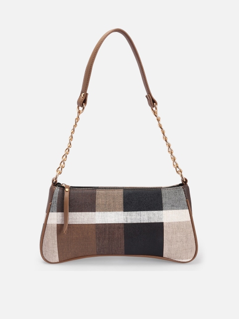 

ATHLISIS Multicoloured Checked PU Structured Shoulder Bag, Multi