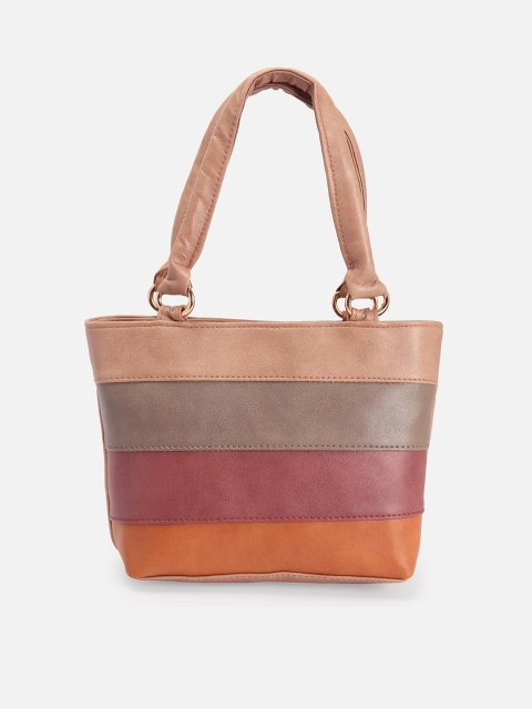 

ATHLISIS Multicoloured Striped PU Structured Handheld Bag, Multi