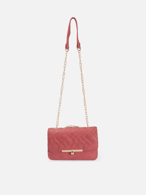 

ATHLISIS Pink Textured Structured Sling Bag