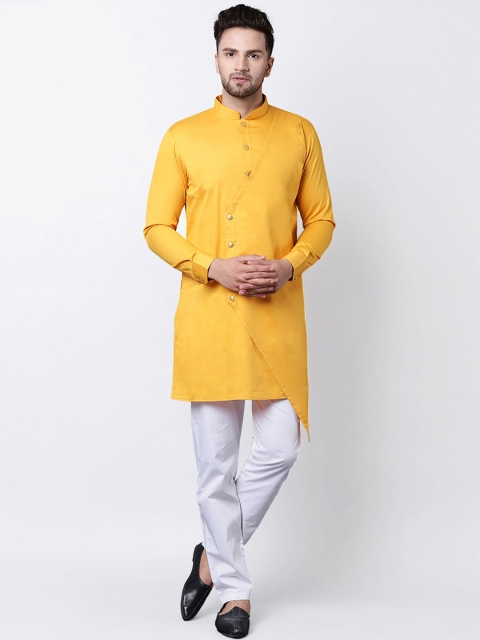 

I Know Men Mustard Yellow Solid Kurta