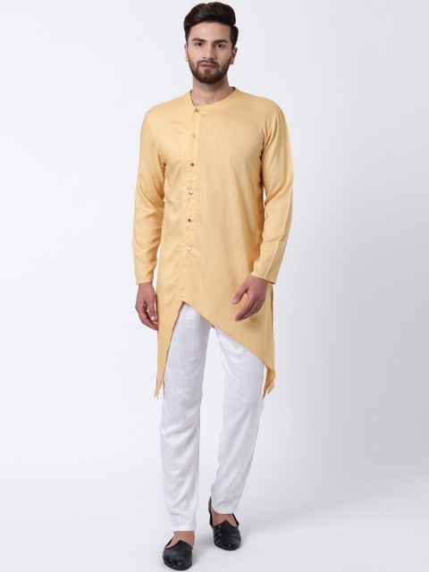 

I Know Men Beige Solid Asymmetric Angrakha Kurta