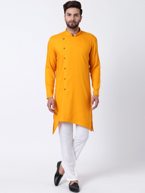 

I Know Men Mustard Yellow Angrakha Kurta