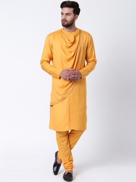 

I Know Men Mustard Yellow Cowl Neck Kurta