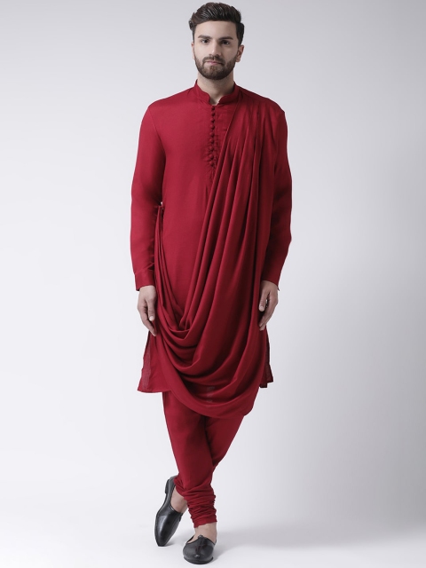 

I Know Men Maroon Thread Work Kurta