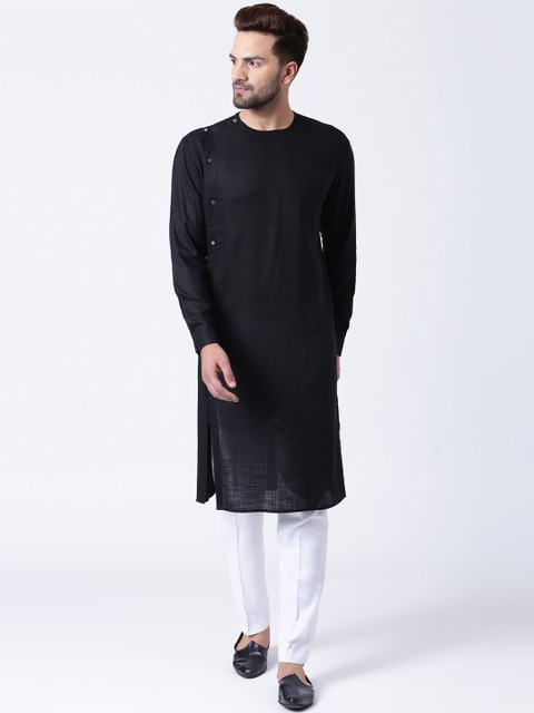 

I Know Men Black Striped Kurta
