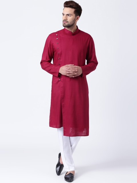 

I Know Men Maroon Dapper Overlap Sherwani Style Kurta