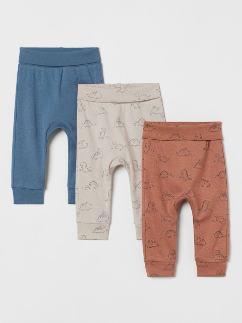 

H&M Woman Blue Beige Brown 3-pack cotton trousers