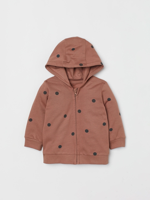 

H&M Girls Brown Polka Dot Patterned Zip-Through Hoodie