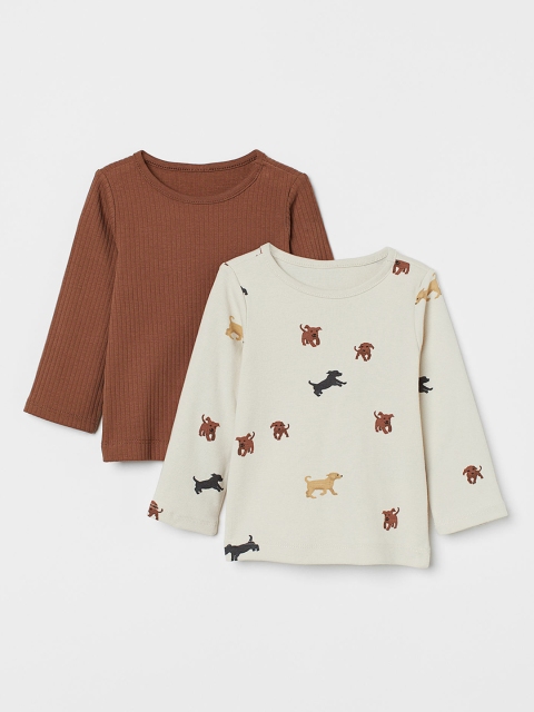 

H&M Girl 2-Pack Ribbed Tops, White