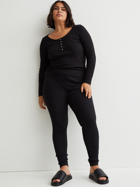 

H&M Woman Black Ribbed leggings