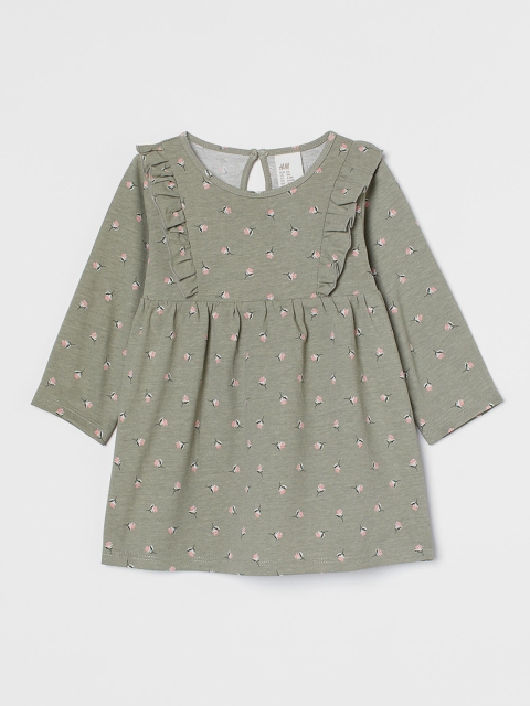 

H&M Kids Girls Green Patterned flounced dress